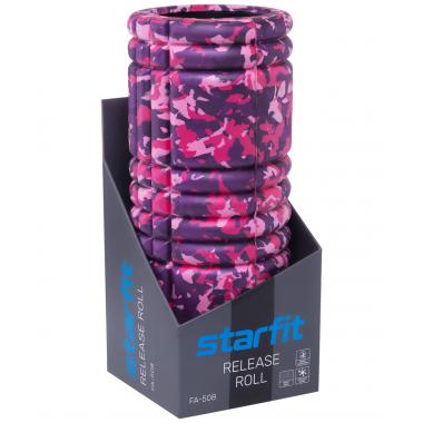 Ролик массажный STARFIT FA-508, 33x14 cм, розовый камуфляж/черный